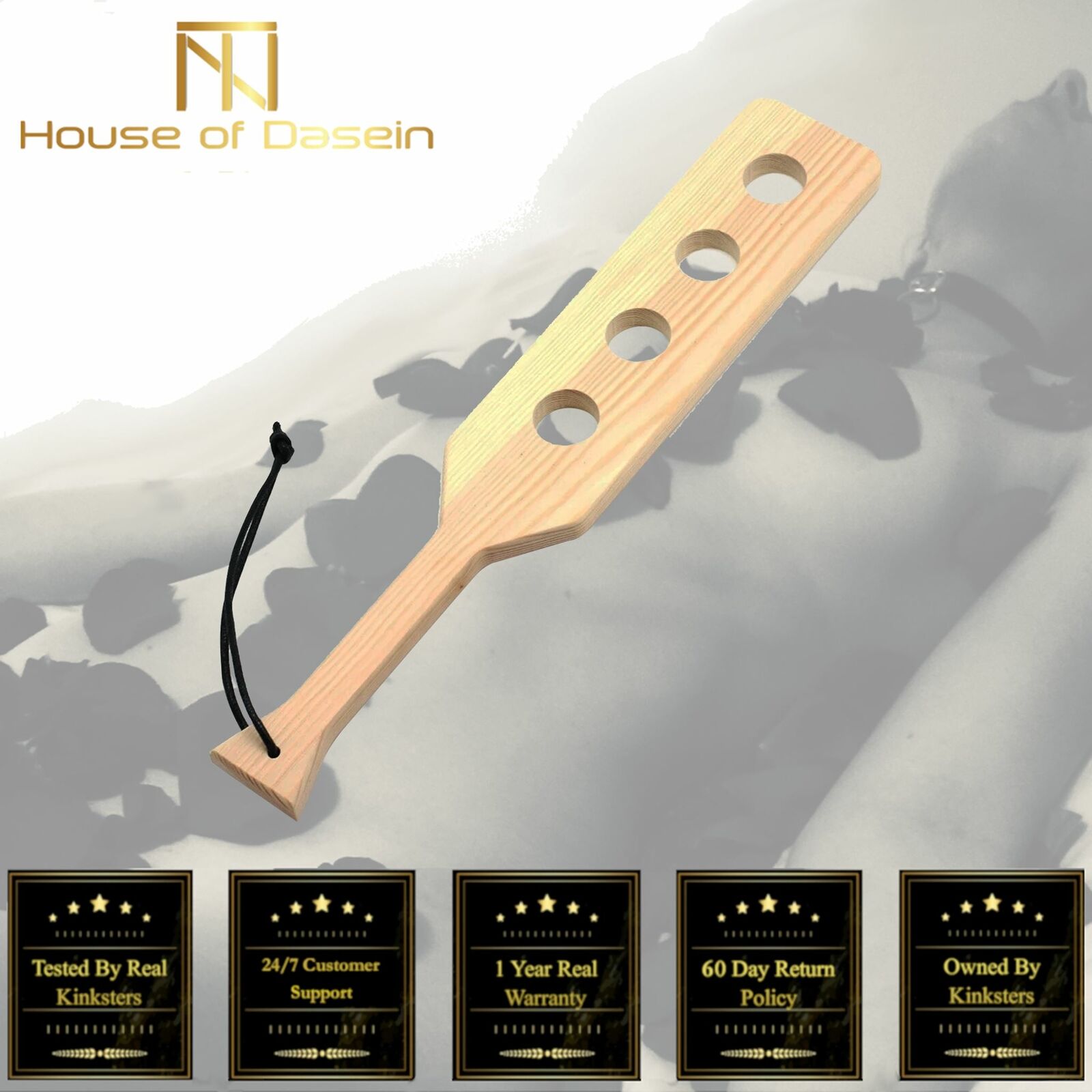 House Of Dasein 38Cm Cut Out Holes Wooden Spanking Paddle Bdsm Impact Play Fetish