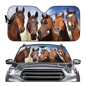 Funny Horse Driving 3D Printing Car Sun Visor Auto Decoration For Vehicle Parts Accessories