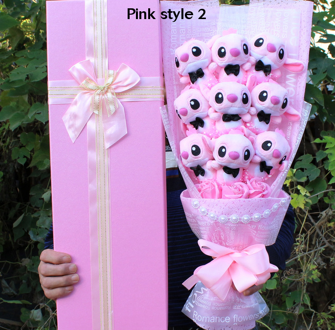 Plush Toy Stitch Pink Or Blue Bouquet Unique Novelty Romantic Gift Valentine's Day