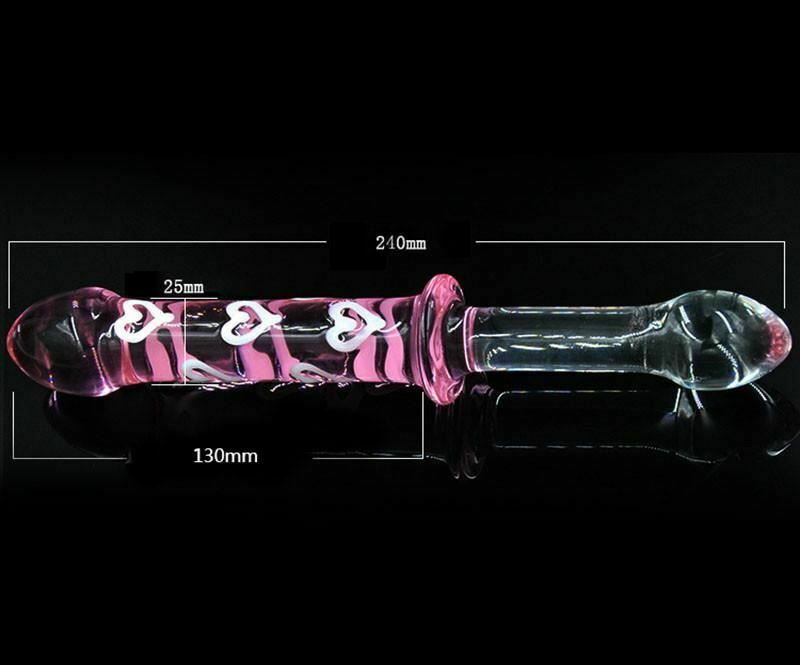 House Of Dasein Double Ended Pink Heart Glass Dildo Crystal Penis Anal Butt Plug