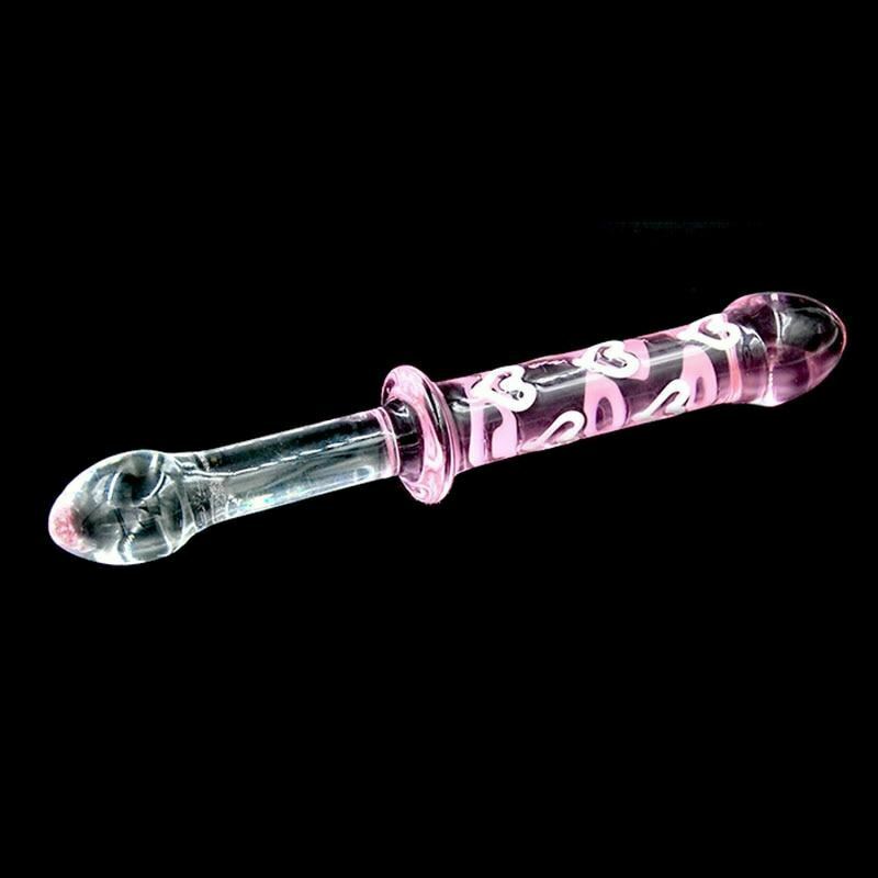 House Of Dasein Double Ended Pink Heart Glass Dildo Crystal Penis Anal Butt Plug