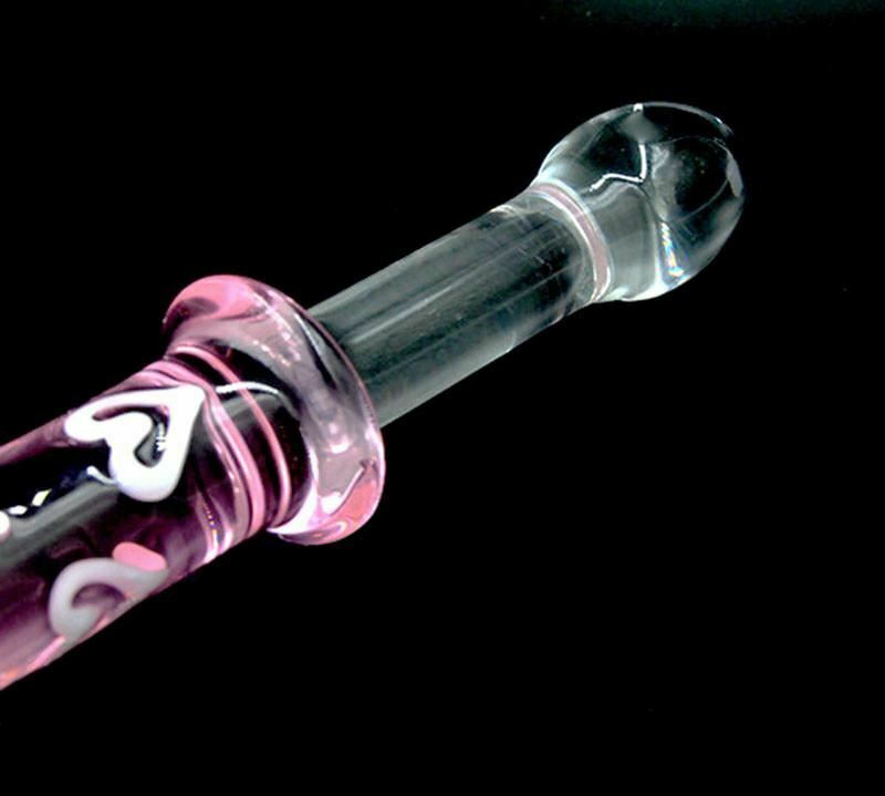 House Of Dasein Double Ended Pink Heart Glass Dildo Crystal Penis Anal Butt Plug