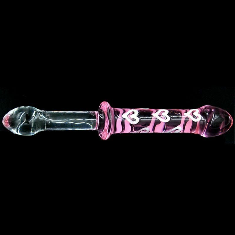 House Of Dasein Double Ended Pink Heart Glass Dildo Crystal Penis Anal Butt Plug