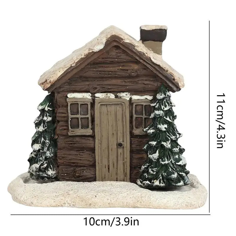 Log Cabin Incense Burner Rustic Christmas Chimney Hut Collectible Resin Statue