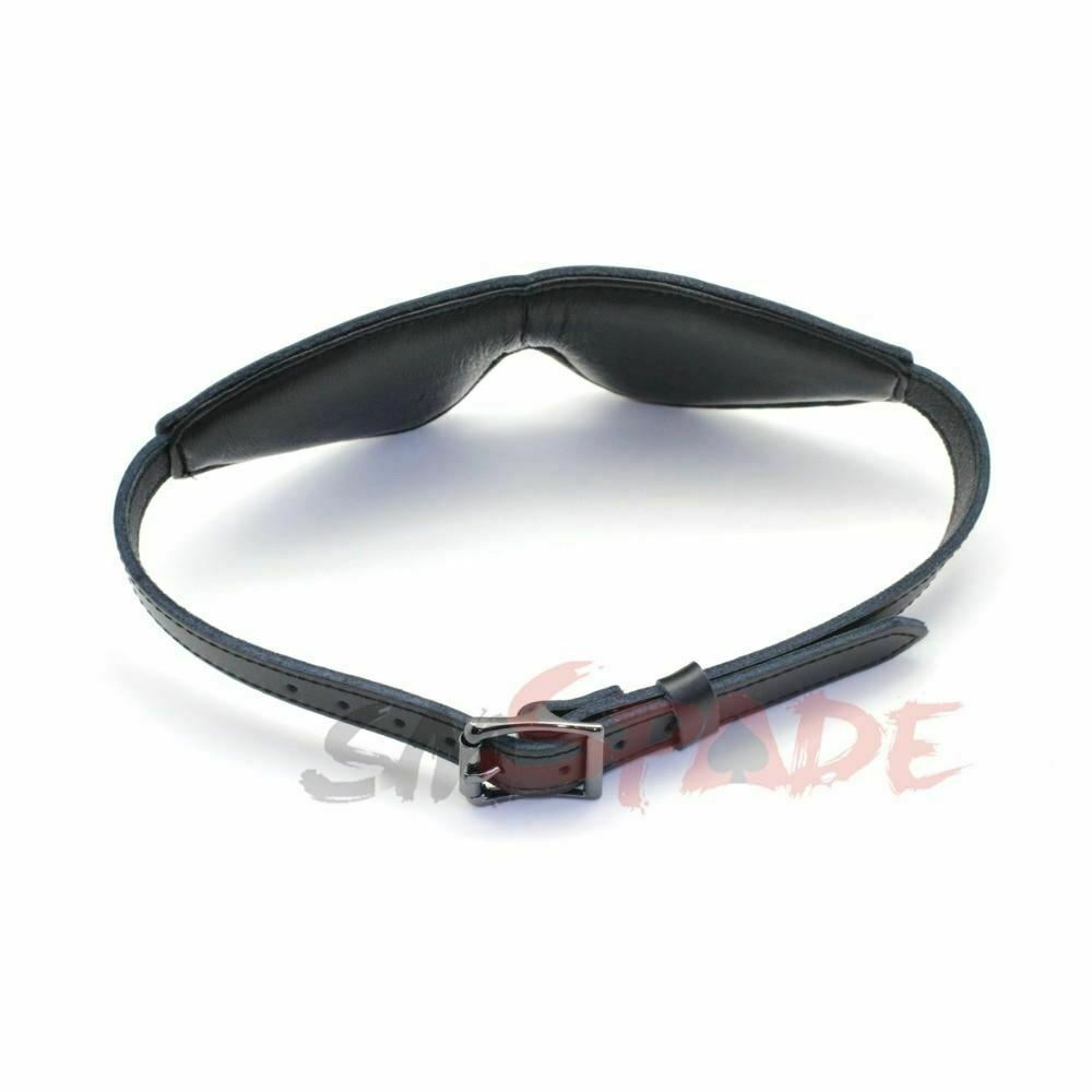 House Of Dasein Deluxe Black Leather Blindfold Bondage Eye Mask Restraints Bdsm