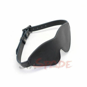 House Of Dasein Deluxe Black Leather Blindfold Bondage Eye Mask Restraints Bdsm