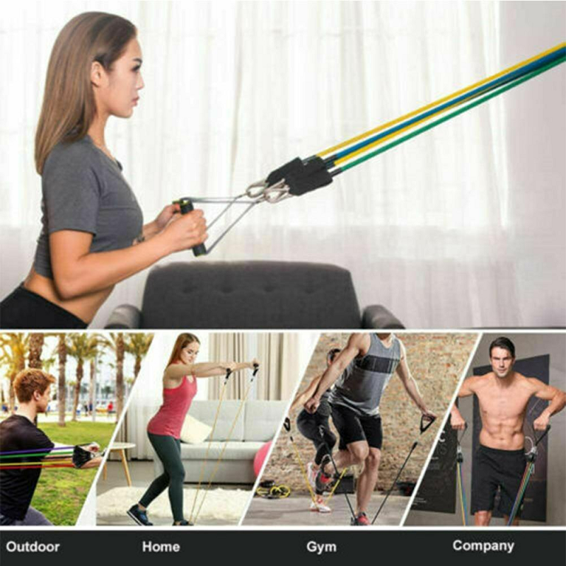 17 Pieces Latex Pull Rope Resistance Bands Kit Home Gym Equipment