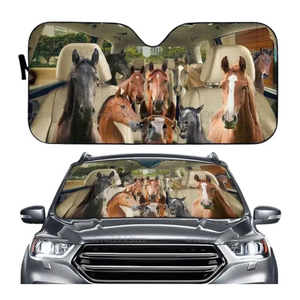 Funny Horse Driving 3D Printing Car Sun Visor Auto Decoration For Vehicle Parts Accessories