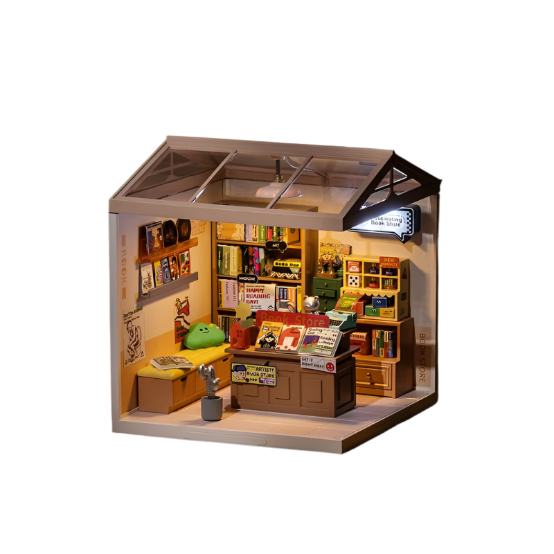 Robotime Diy Miniature Dollhouse Kits Super Store Fascinating Book Dw004