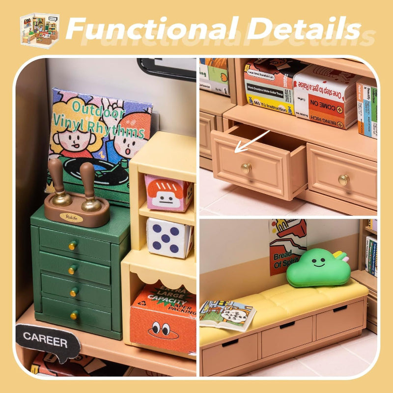 Robotime Diy Miniature Dollhouse Kits Super Store Fascinating Book Dw004