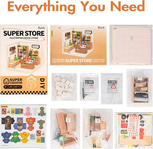 Robotime Diy Miniature Dollhouse Kits Super Store Fascinating Book Dw004