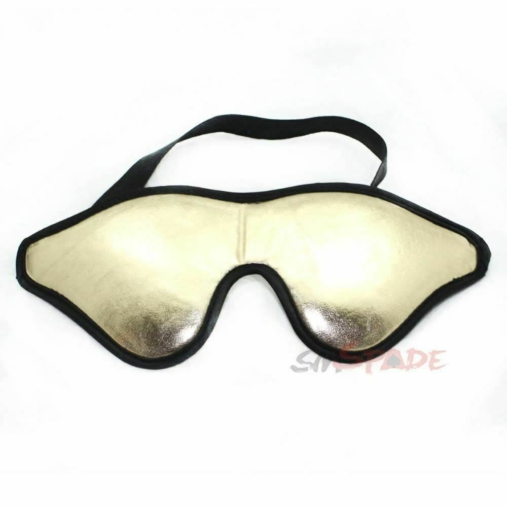 Soft Gold Black Bondage Restraints Blindfold Eye Mask Wrist Cuffs Bdsm Toy