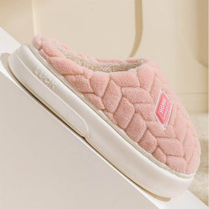 Non Slip Thick Soled Plush Slippers For Couples Winter Home Indoor Fleece Shoes