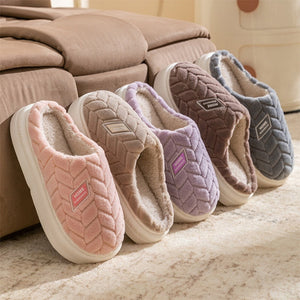 Non Slip Thick Soled Plush Slippers For Couples Winter Home Indoor Fleece Shoes