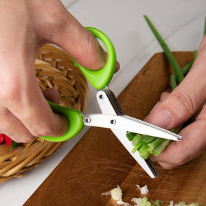 Multifunctional Layer Green Onion Scissors Stainless Steel Kitchen Gadgets