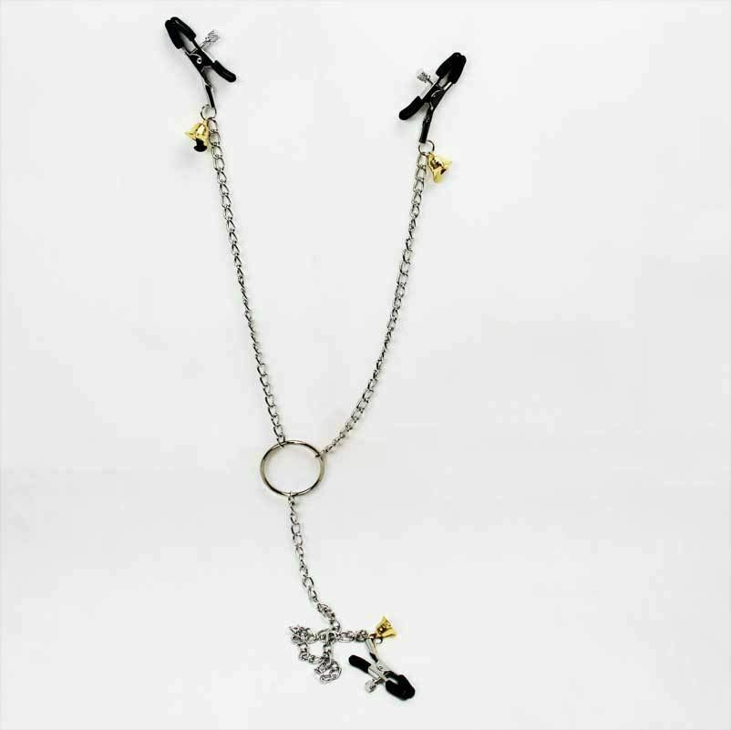 House Of Dasein Adjustable Nipple Clamps Clit Long Chain Bells Bdsm Bondage Restraints