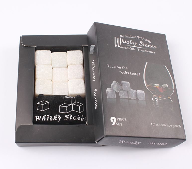 Whisky Stones Marble Granite 9 Pcs Set With Pouch Reusable Ice Cube For Beverage