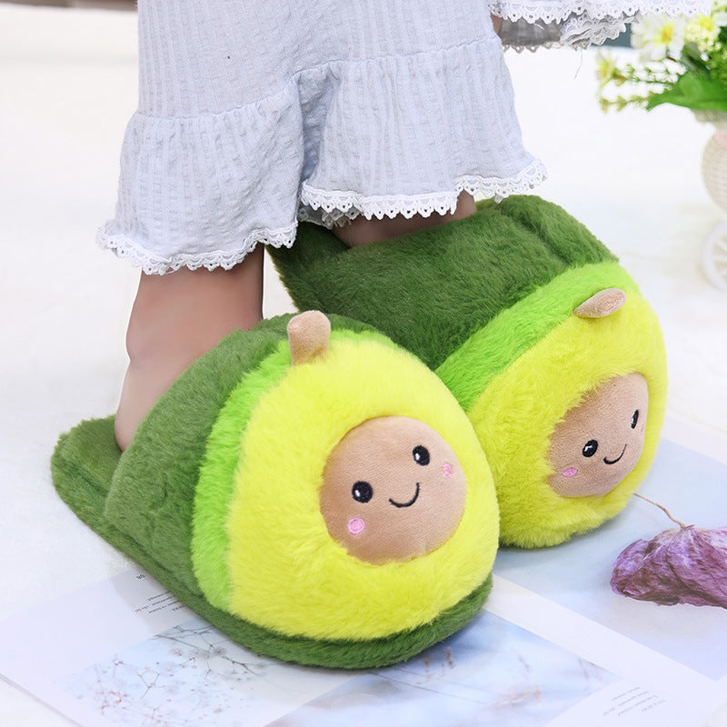 Cute Cartoon Avocado Plush Slippers