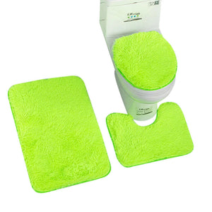 Bath Mat Set 3Pc Green Soft Non Slip Tie Dye Bathroom Rugs Toilet Lid Cover