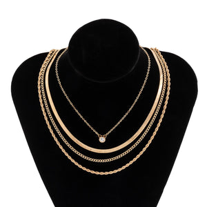 Veile Studios Retro Snake Bone Twist Chain Necklace With Rhinestone Pendant For Women