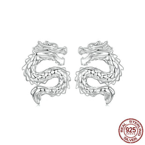 Veile Studios Silver Charm Chic Style Flying Dragon Pure Ear Studs Earrings Jewellery