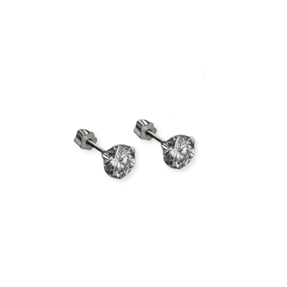 Veile Studios Silver Charm Simple Elegant Sparkling Moissanite Earrings Three Claw Design