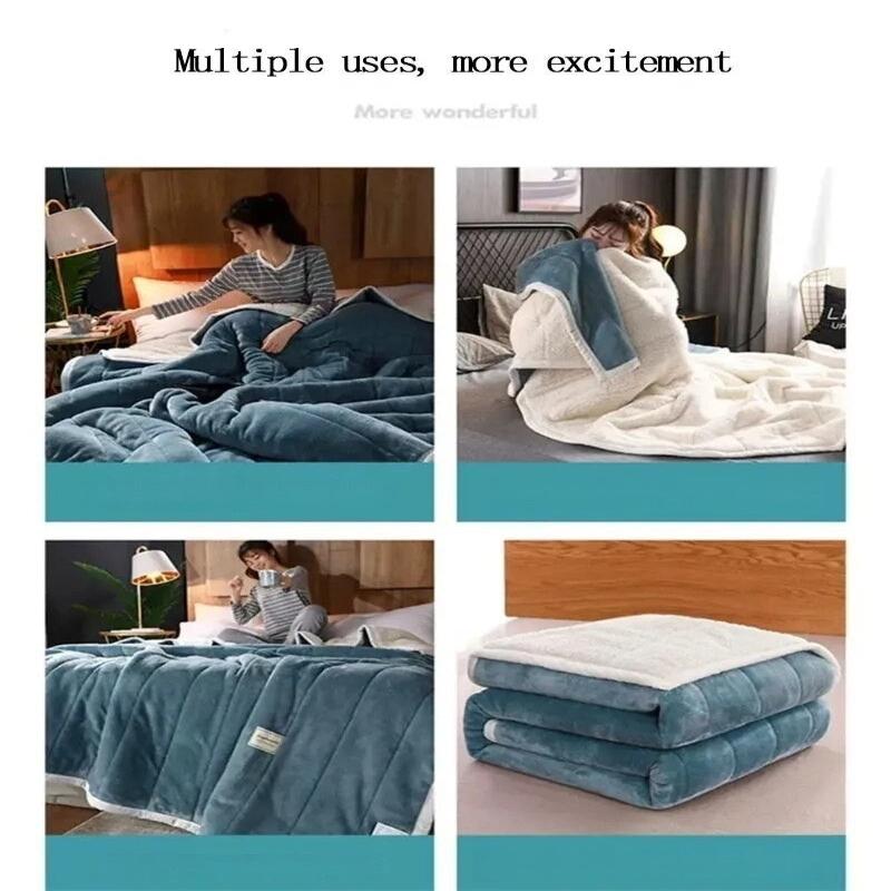 Light Grey Fleece Blanket Autumn Winter Warm 3 Layers Flannel 150X200cm