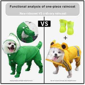 Green Waterproof Full Cover Pet Raincoat With Hood And Booties