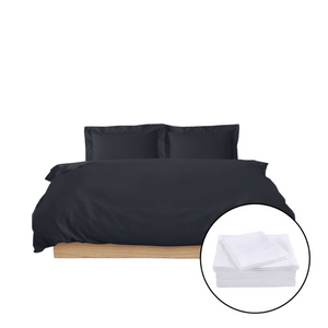 Royal Comfort 1000 Thread Count Bamboo Cotton Sheet And Quilt Cover Complete Set King Charcoal