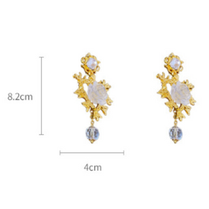 Veile Studios Heart Flower Tassel Earrings Palace Style Retro Exaggerated Alloy