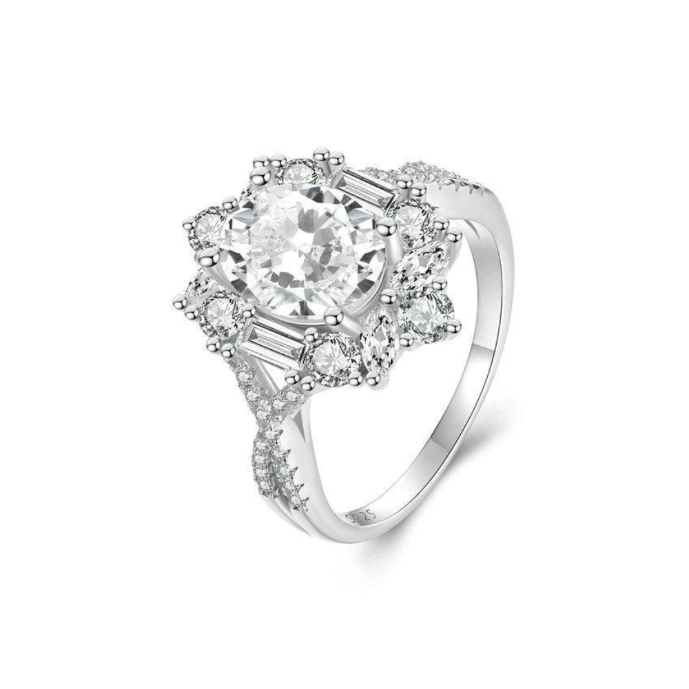 Veile Studios Silver Charm Two Carat Moissanite Diamond Ring Pure Proposal