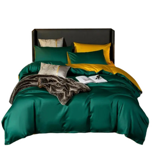 Deep Green Yellow Ultra Soft Egyptian Cotton Cover Full Size Set