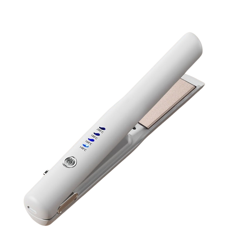 White Portable Wireless Hair Straightener With Adjustable Temperature Usb Type C Charging Lightweight Design