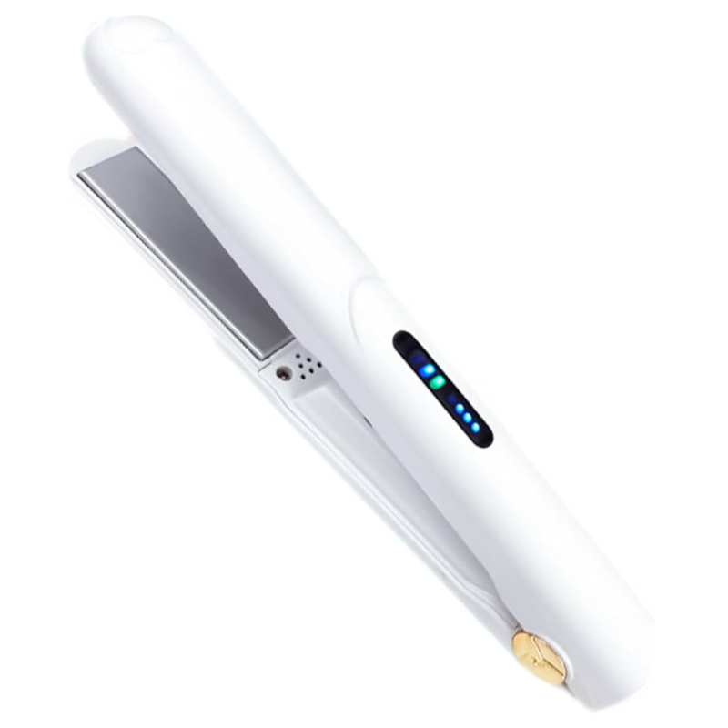 White Portable Mini Wireless Hair Straightener Usb Rechargeable 2 In 1 Curling & Straightening Iron Adjustable 3 Tempera