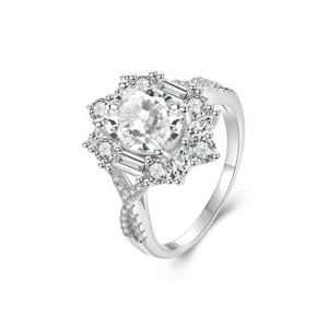 Veile Studios Silver Charm Two Carat Moissanite Diamond Ring Pure Proposal