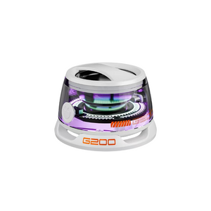 White Portable Mini Bluetooth Speaker With Magnetic Base High Quality Bass And Surround Sound Colorful Ambient Lighting