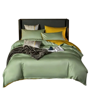 Bed Sheet Green Yellow Ultra Soft Luxury Egyptian Cotton Bedding Cover King Size Set