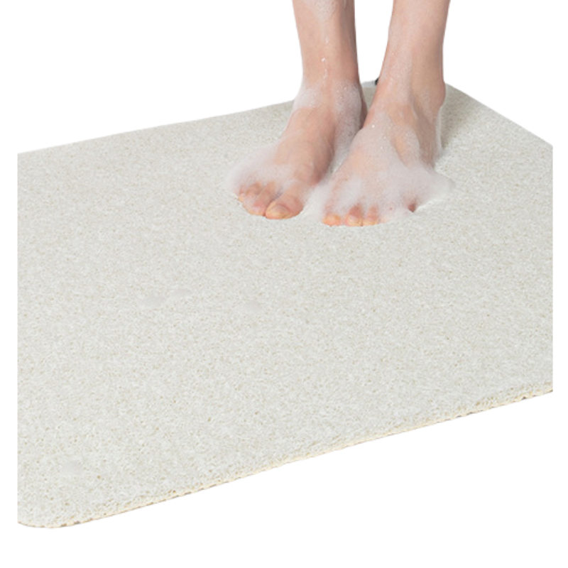 Elosung White Non Slip Loofah Style Bathroom Mat Quick Dry And Soft 44*75Cm