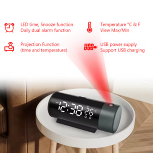 Projection Alarm Clock With Led Display Dual Alarms And Usb Charging