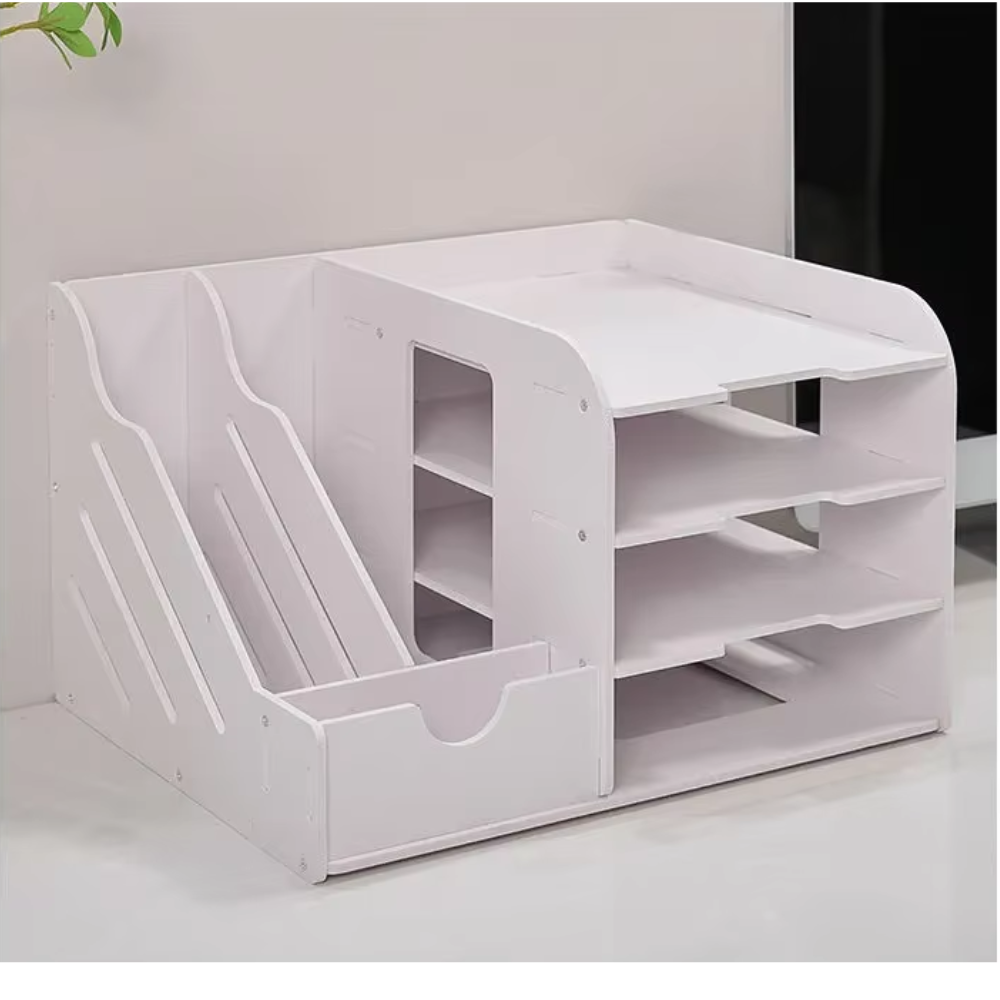 Multi Functional Desktop Organizer With Document And Stationery Storage Compact Shelf 39.5X31x24cm