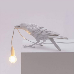 White Bird Sitting Shape Nordic Resin Wall Lamp Creative Animal Bedside Decorative Usb Night Light Stylish Perched For B