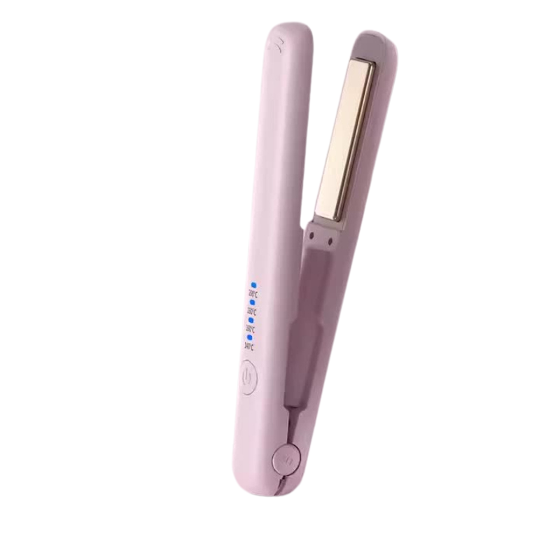 Pink Portable Wireless Hair Straightener With Adjustable Temperature Usb Type C Charging Lightweight Design