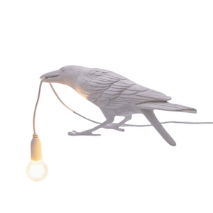 White Bird Sitting Shape Nordic Resin Wall Lamp Creative Animal Bedside Decorative Usb Night Light Stylish Perched For B