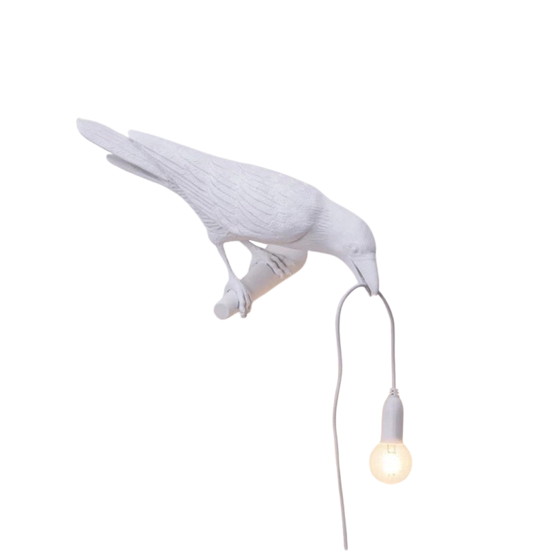 White Bird Left Wall Lamp Nordic Resin Creative Animal Bedside Decorative Usb Night Light Stylish Perched For Bedroom An