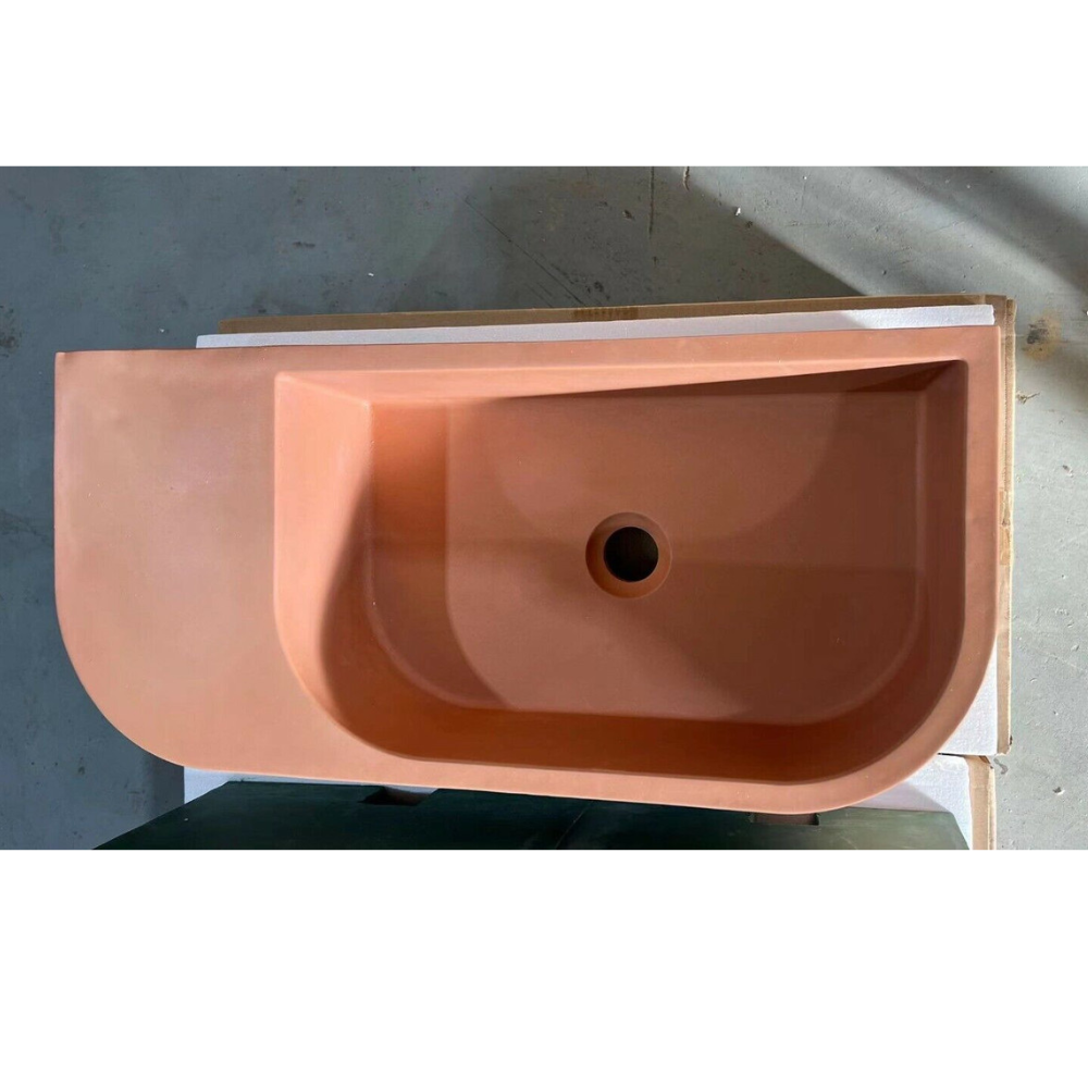 New Concrete Cement Wash Basin Counter Top Matte Clay Red Wall Hung