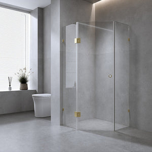 90Cm Frameless Diamond Shower Screen With Chrome Brackets And Ss Hinges Round Handle