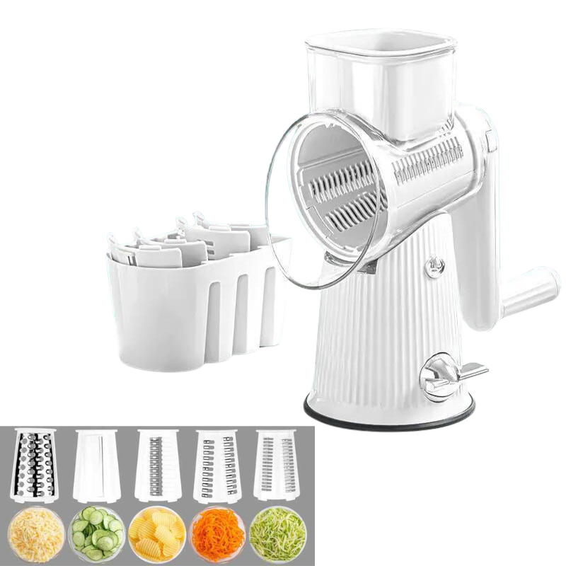 White 10 In Manual Vegetable Slicer With Interchangeable Blades Multifunctional Rotary Grater And Shredder For Kitchen U