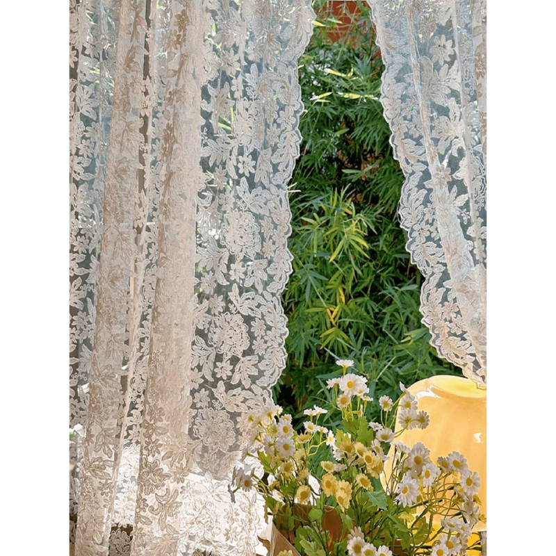 Curtain White Rod Pocket Modern Embroidered Sheer Curtains For Garden