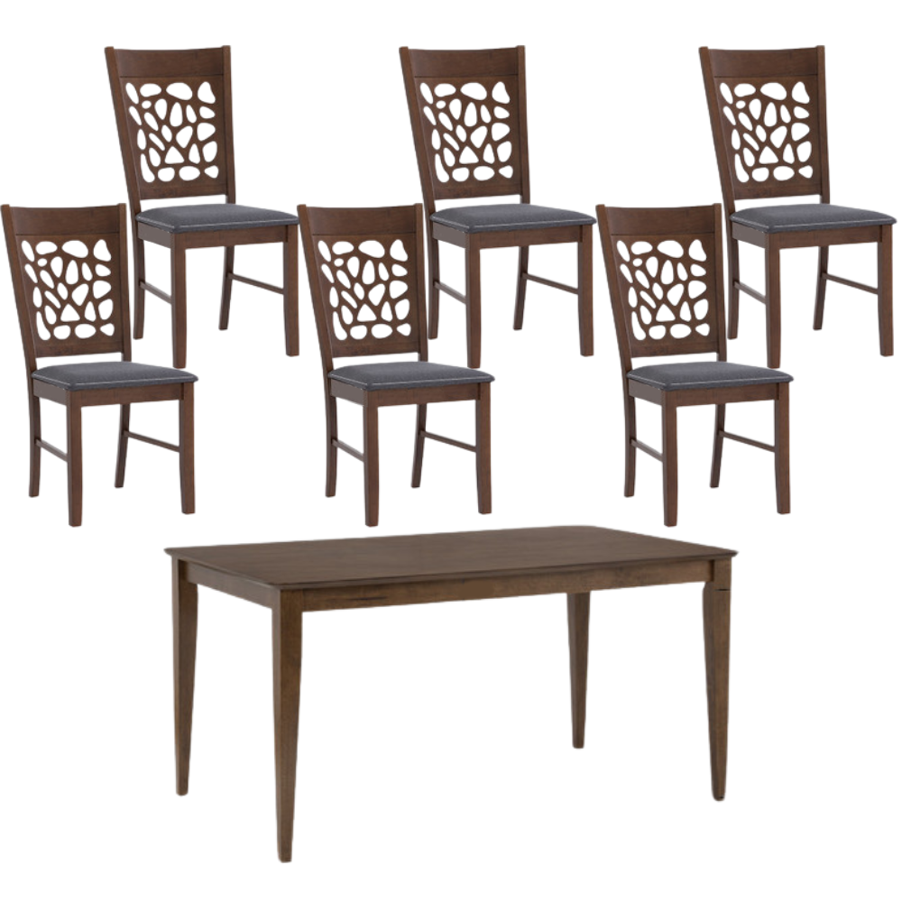 Allegro Dining Table + 6X Asbel Chair 7 Piece Set Cocoa