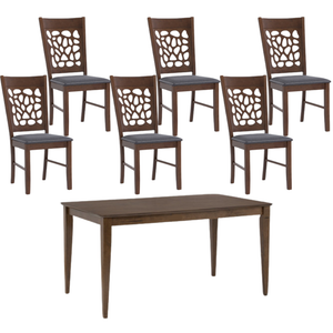 Allegro Dining Table + 6X Asbel Chair 7 Piece Set Cocoa